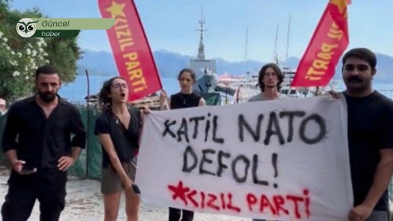 Marmaris’te NATO firkateynini protesto eden 4 Kızıl Parti üyesi gözaltına alındı