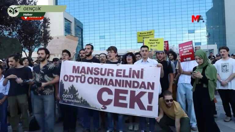 ODTÜ öğrencilerinden ABB önünde “rant yolu” protestosu: “Mansur elini ODTÜ ormanından çek”