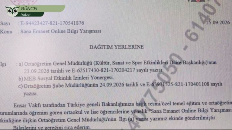 MEB, Ensar Vakfı’nın bilgi yarışmasını resmi yazıyla tüm okullara duyurdu