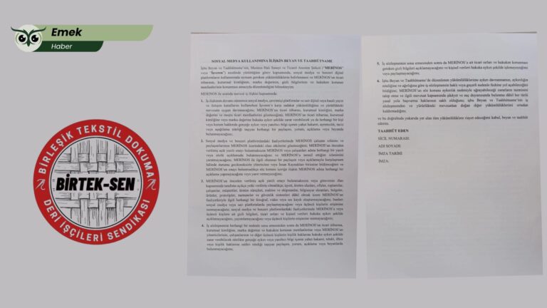BİRTEK-SEN: Merinos’ta işçilere ifade özgürlüğünü kısıtlayan belge imzalatıldı